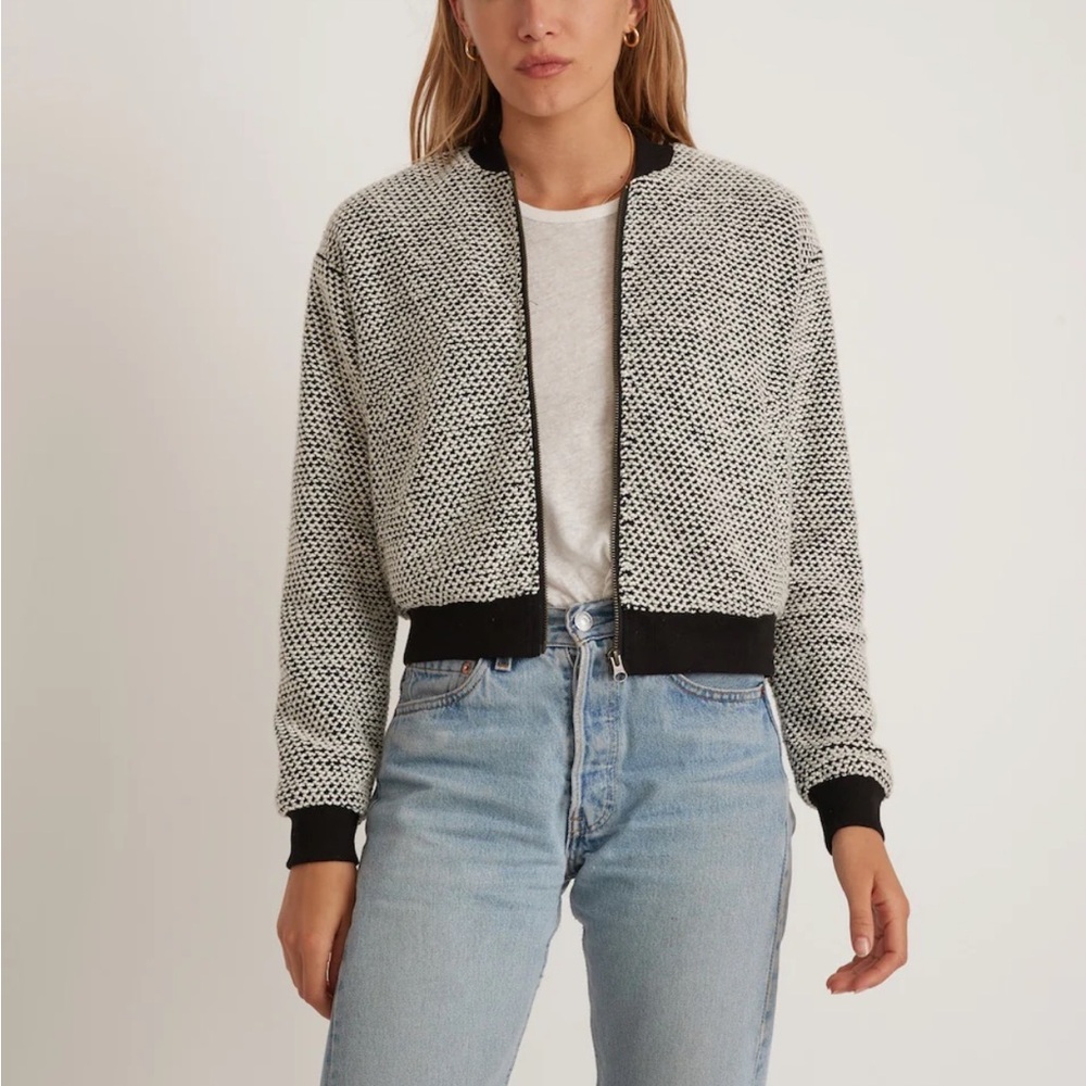 Marine Layer Birdseye Bomber Jacket - Black/White